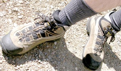 How to tie boot laces for mountain bike touring.